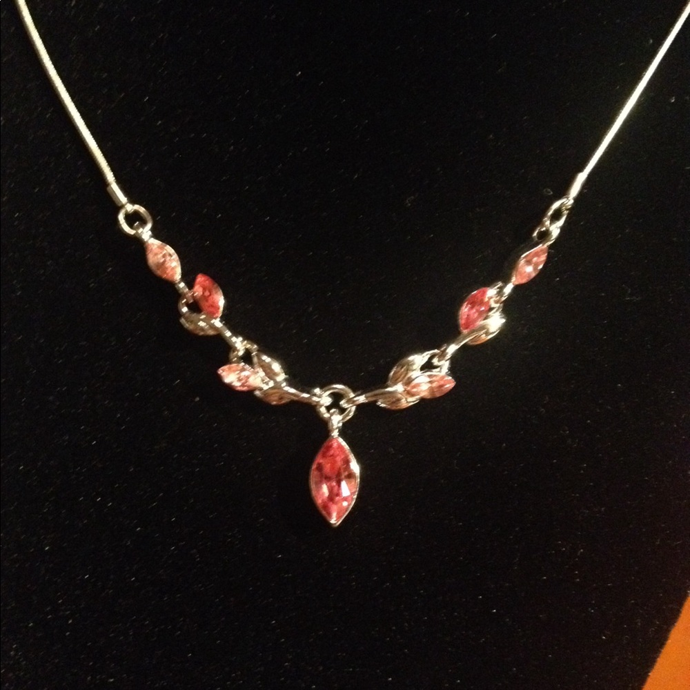 MONET Pink Fire crystal necklace & earring SET! - Picture 2 of 10